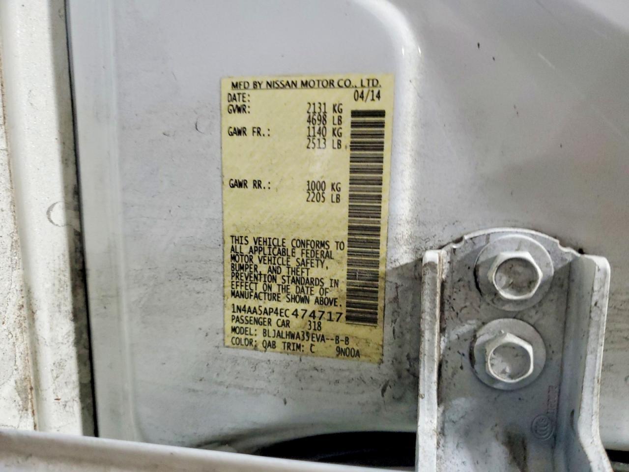 2014 Nissan Maxima 3.5 Sv - zdjęcie 12