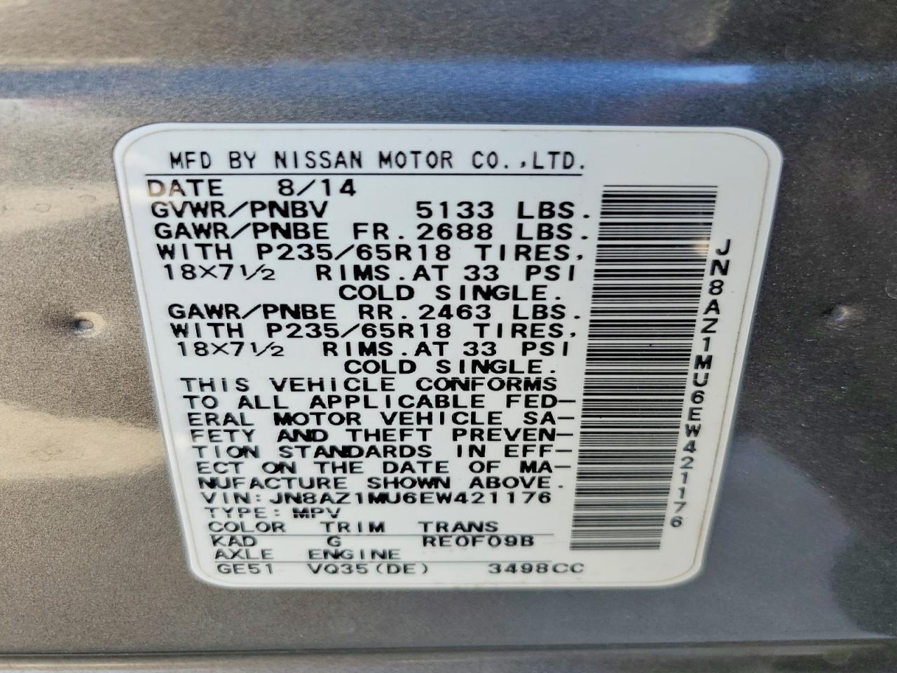 2014 Nissan Murano S - zdjęcie 13