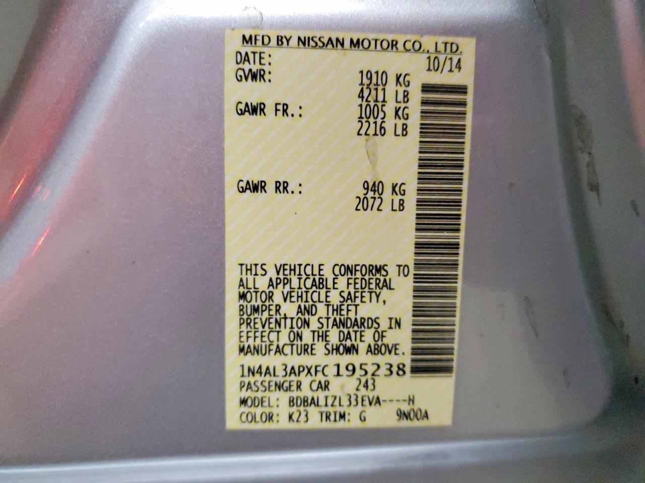 2015 Nissan Altima 2.5 Sv - zdjęcie 12