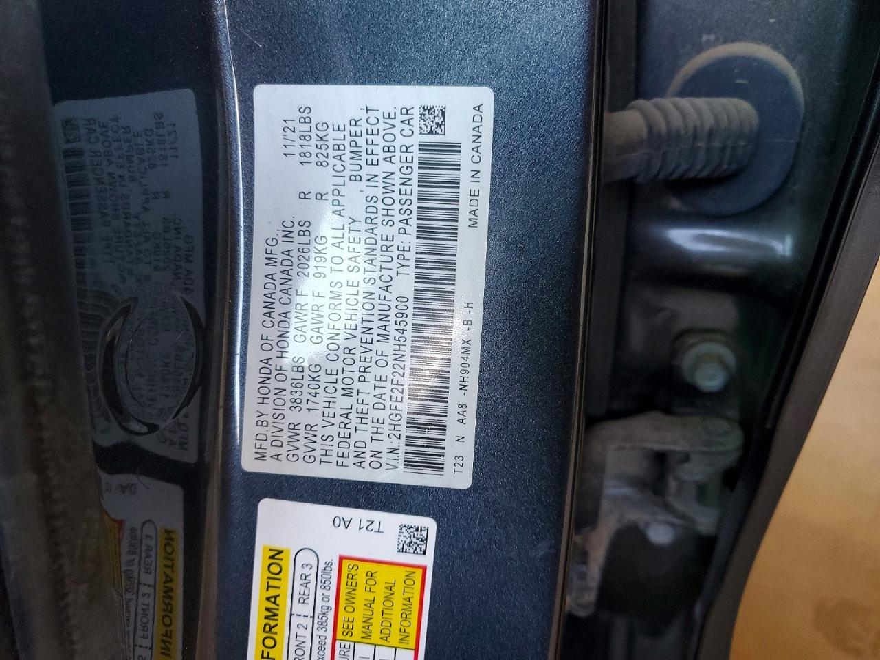 2022 Honda Civic Lx - zdjęcie 12