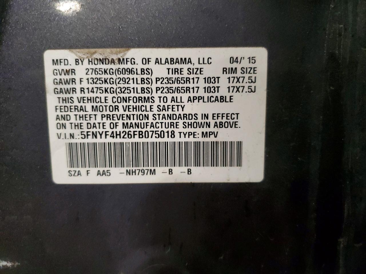 2015 Honda Pilot Lx - zdjęcie 13