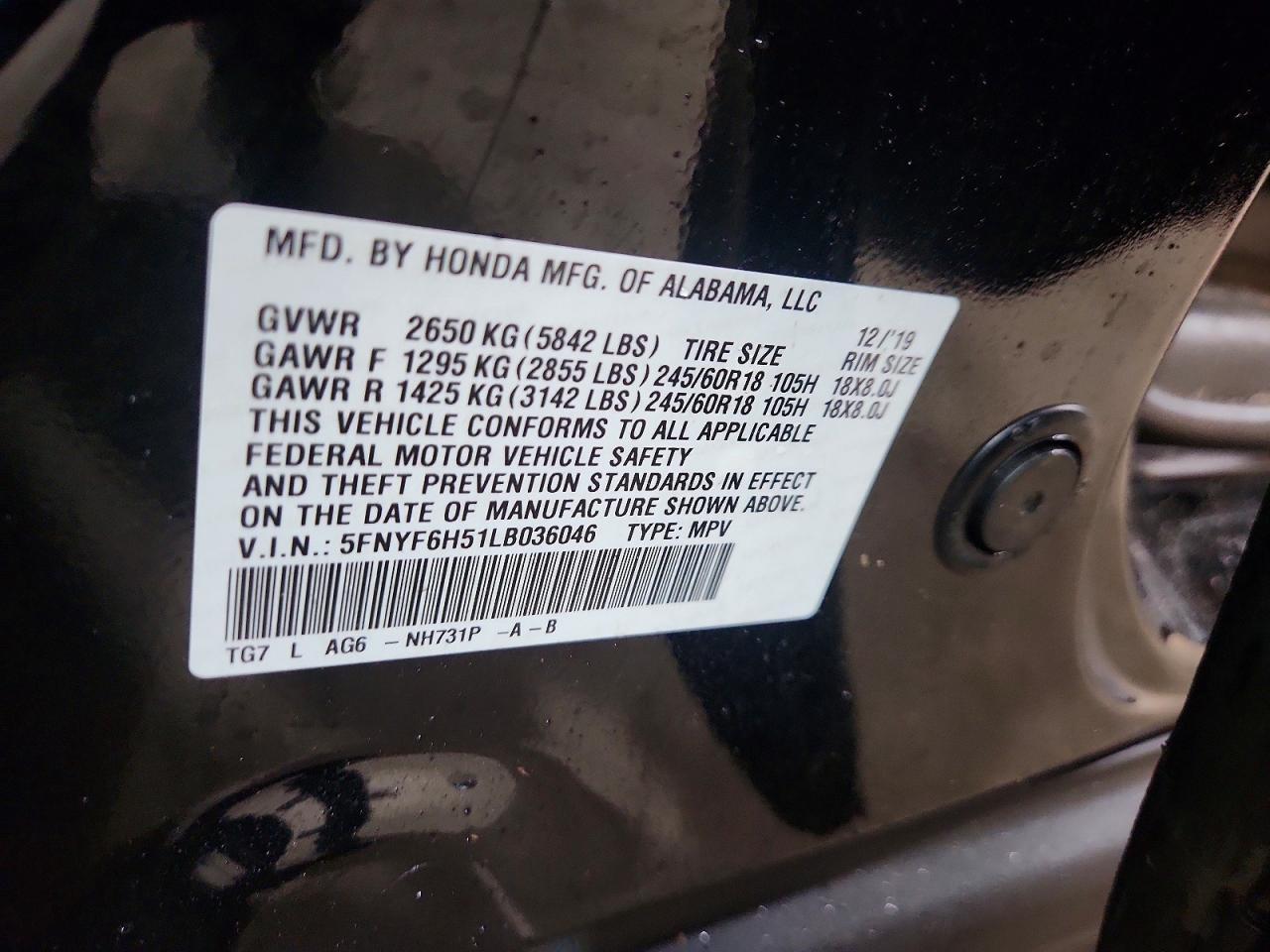 2020 Honda Pilot Exl - zdjęcie 14