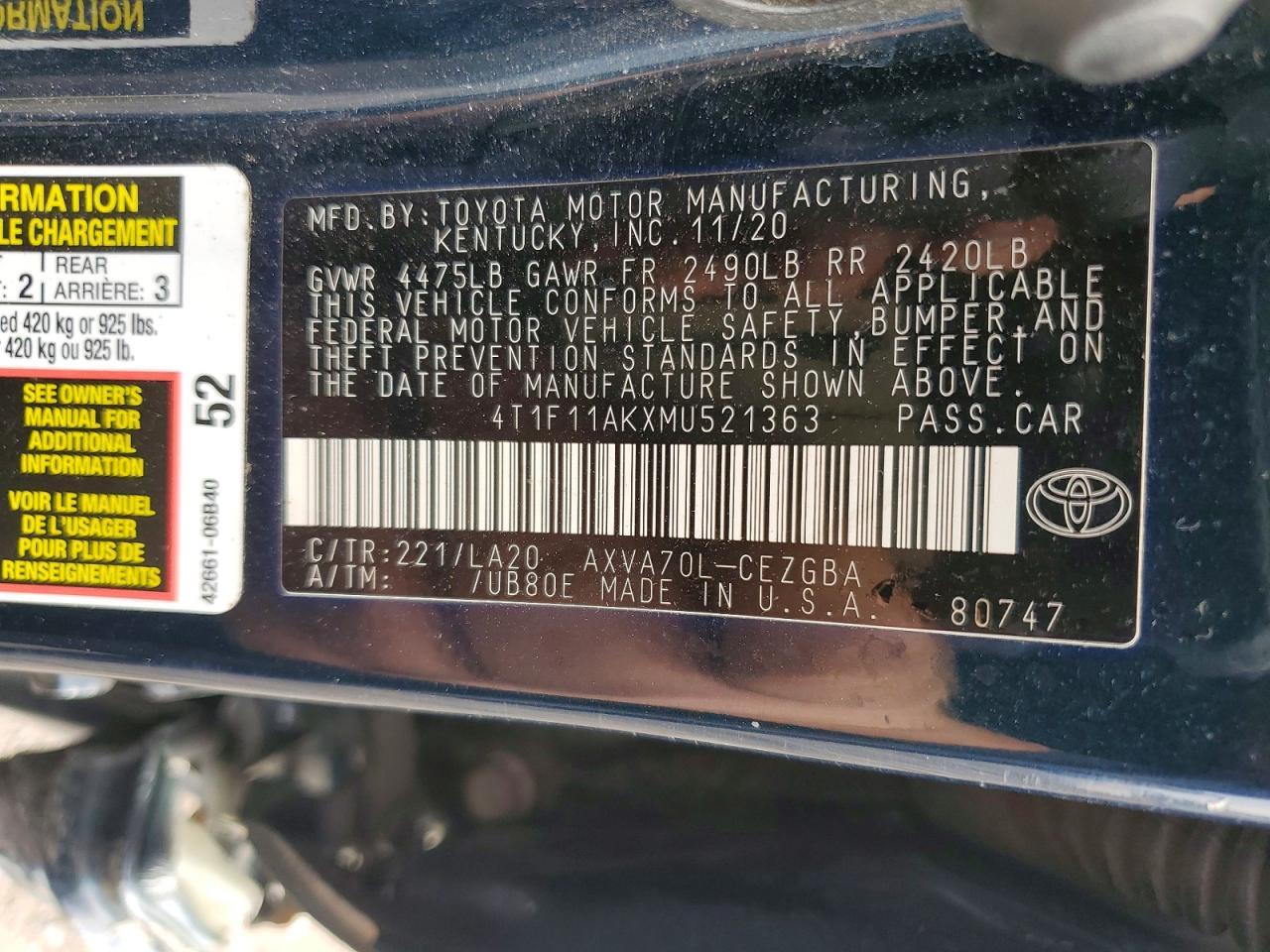 2021 Toyota Camry Xle - zdjęcie 12
