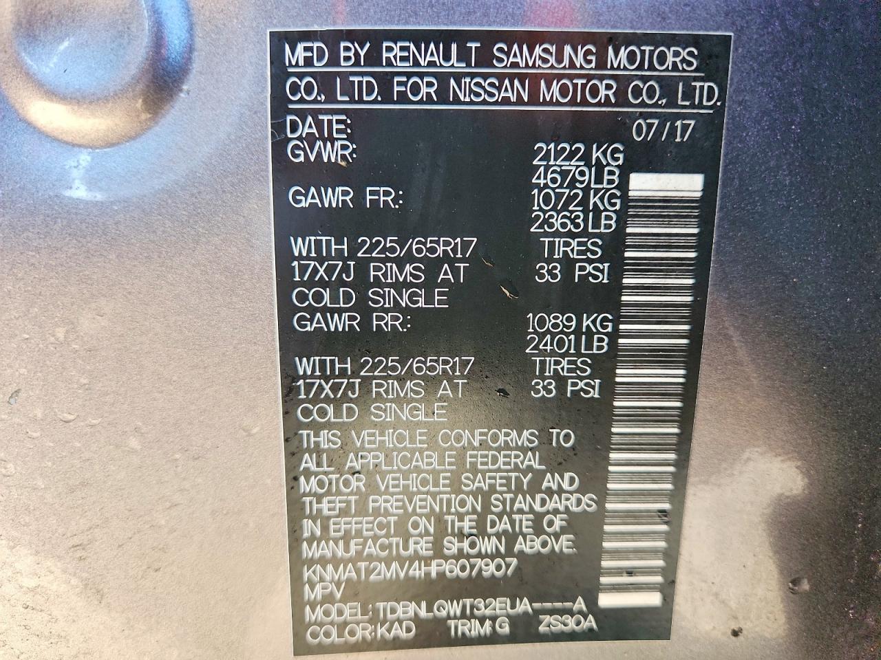 2017 Nissan Rogue Sv - zdjęcie 13