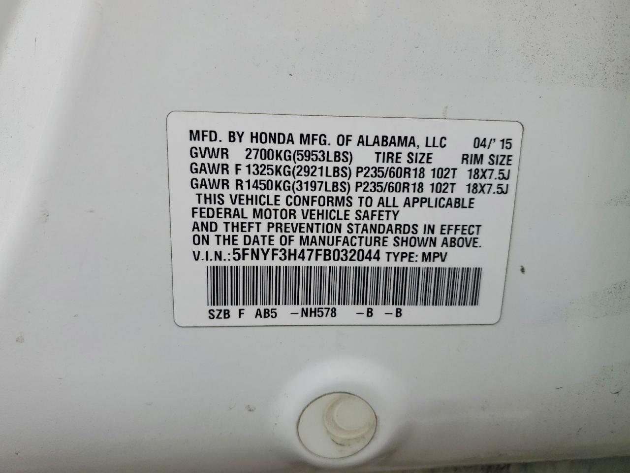 2015 Honda Pilot Ex - zdjęcie 13