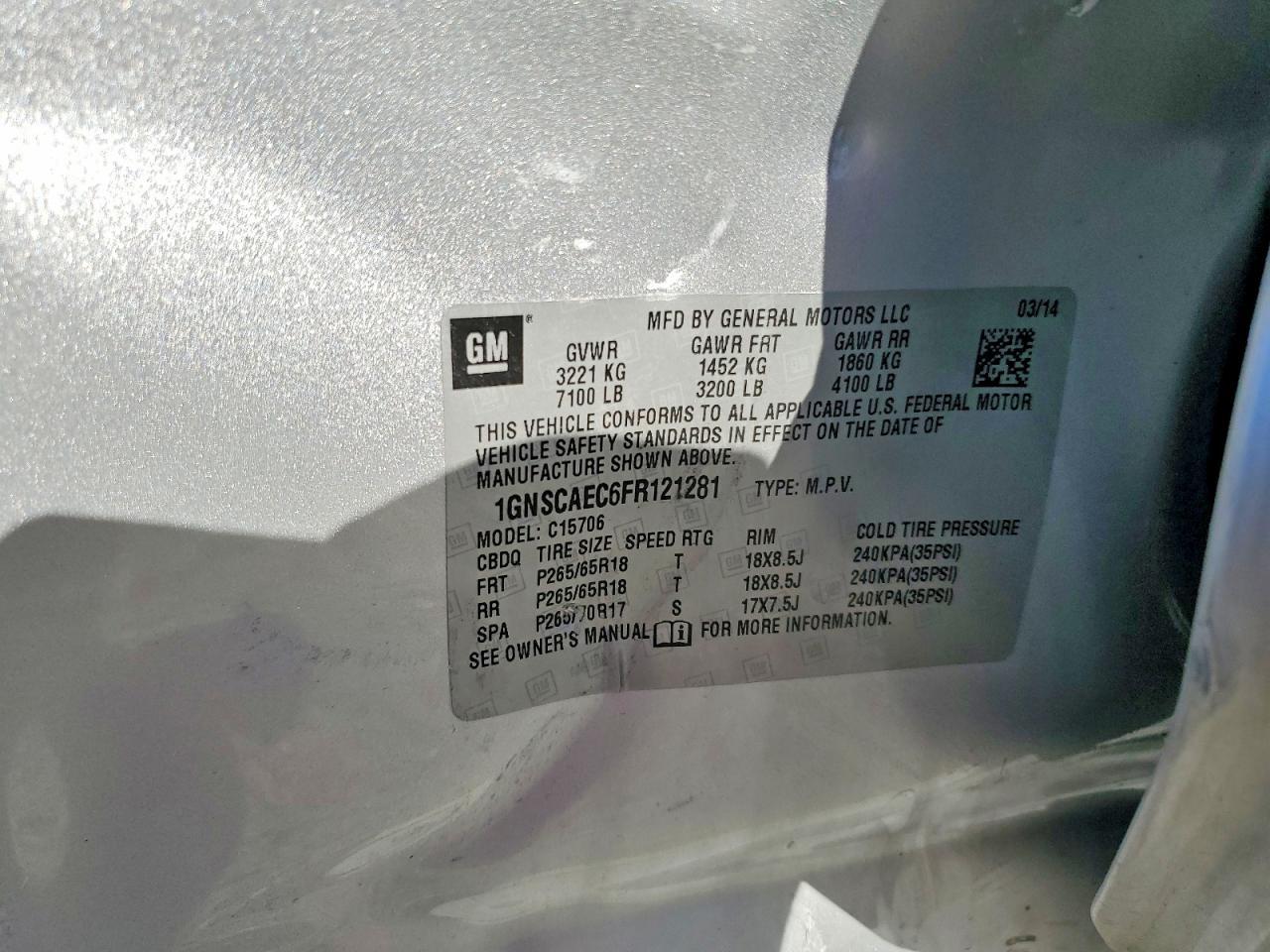 2015 Chevrolet Tahoe C1500 Ls - zdjęcie 13