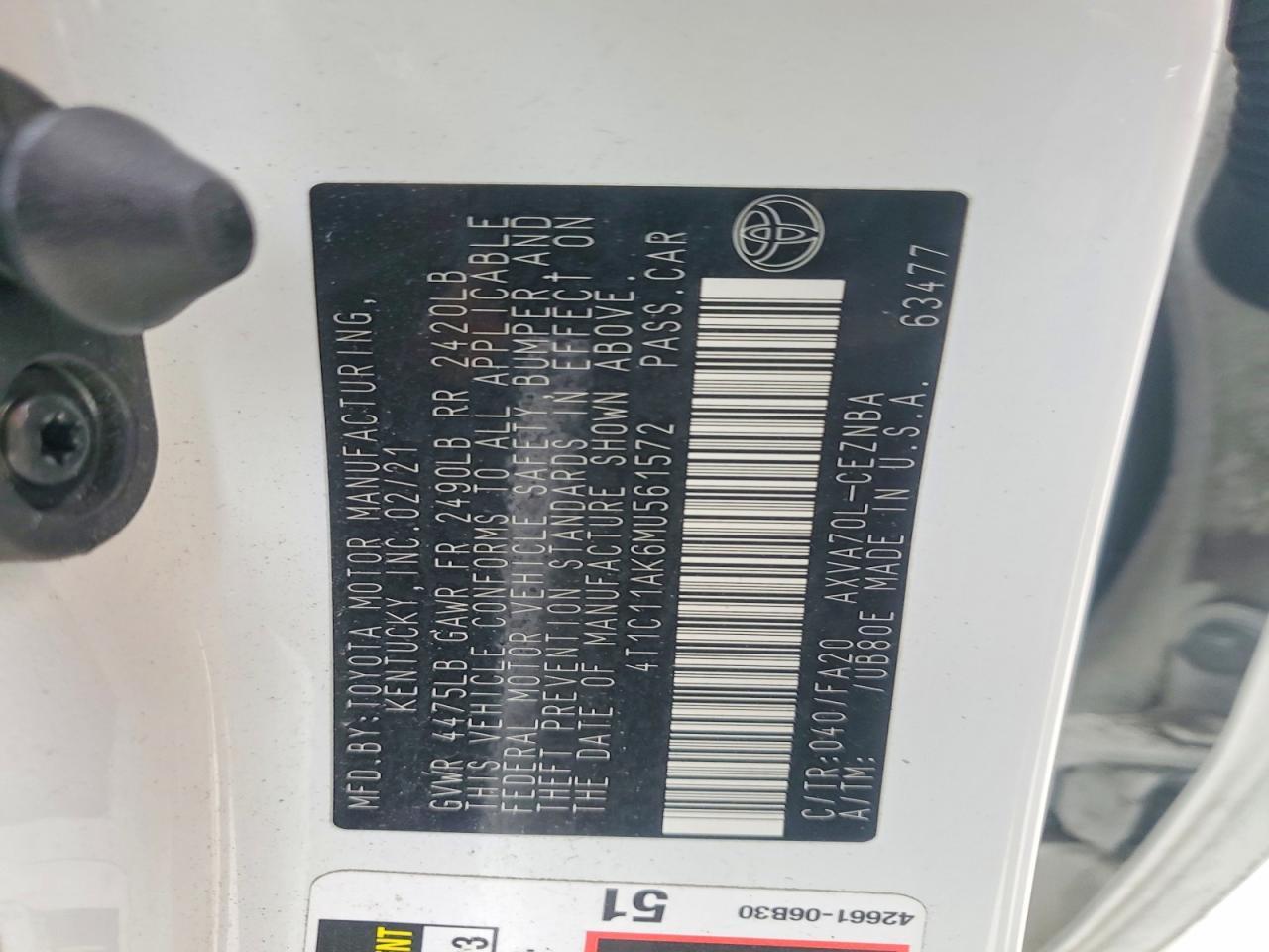 2021 Toyota Camry Le - zdjęcie 12