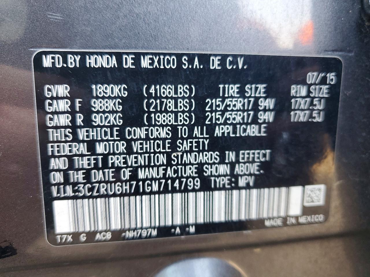 2016 Honda Hr-V Exl - zdjęcie 12