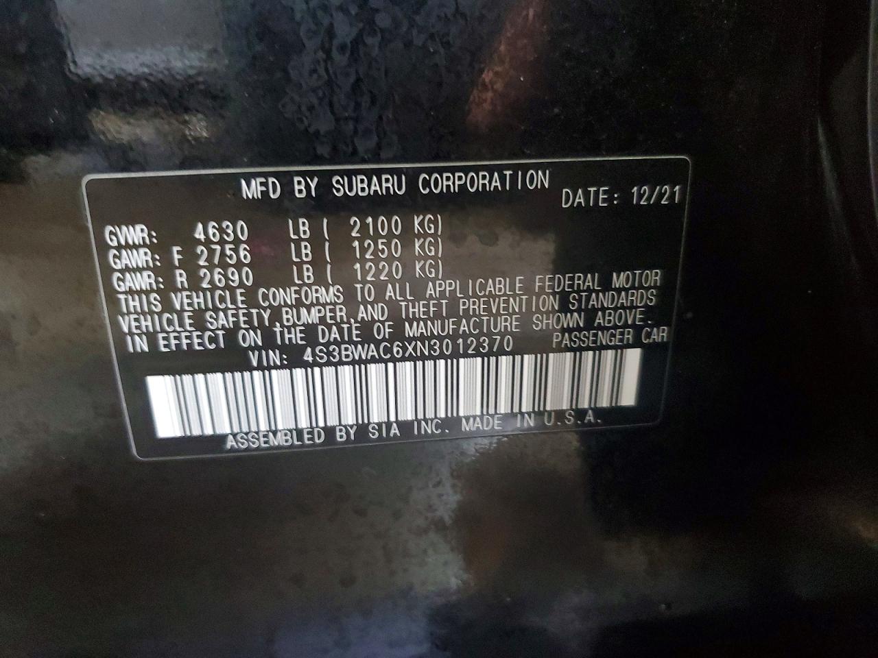 2022 Subaru Legacy Premium - zdjęcie 12