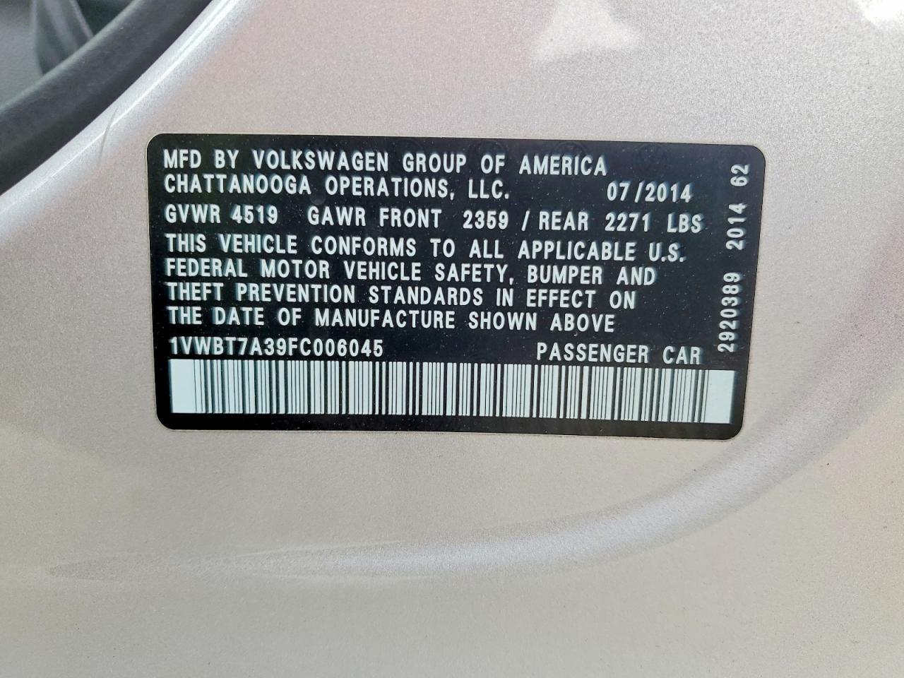 2015 Volkswagen Passat Se - zdjęcie 13