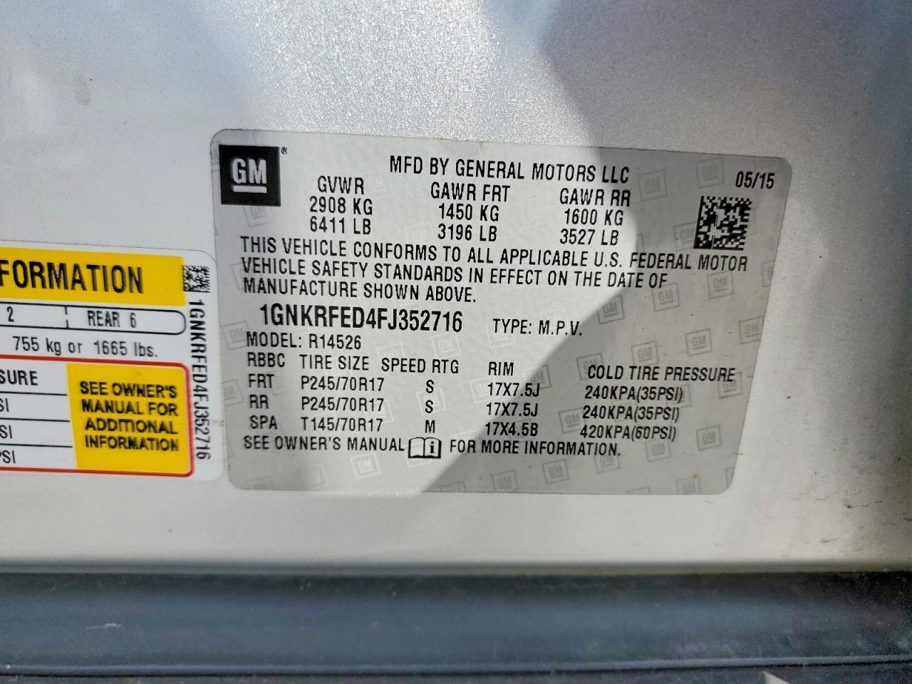 2015 Chevrolet Traverse Ls - zdjęcie 13