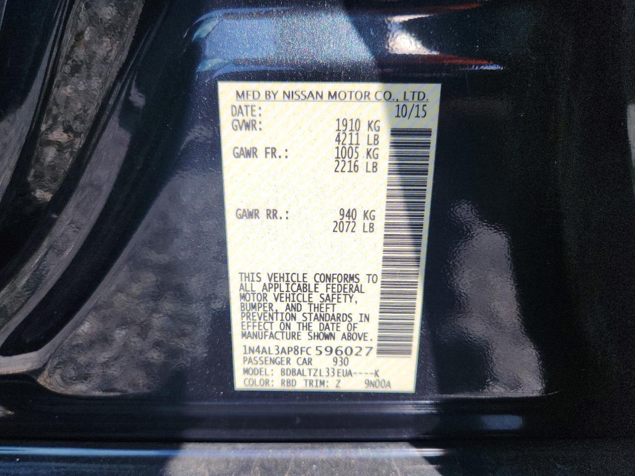 2015 Nissan Altima 2.5 Sl - zdjęcie 12