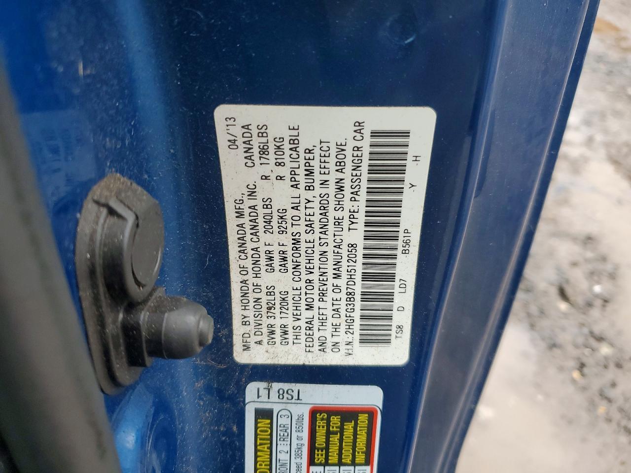 2013 Honda Civic Ex - zdjęcie 12