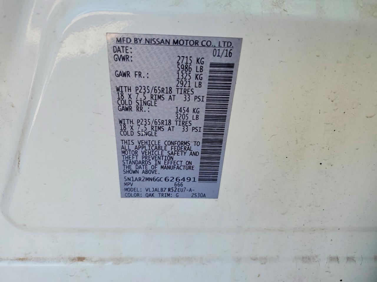 2016 Nissan Pathfinder S - zdjęcie 14