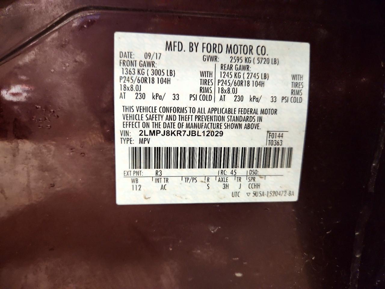 2018 Lincoln Mkx Select - zdjęcie 13