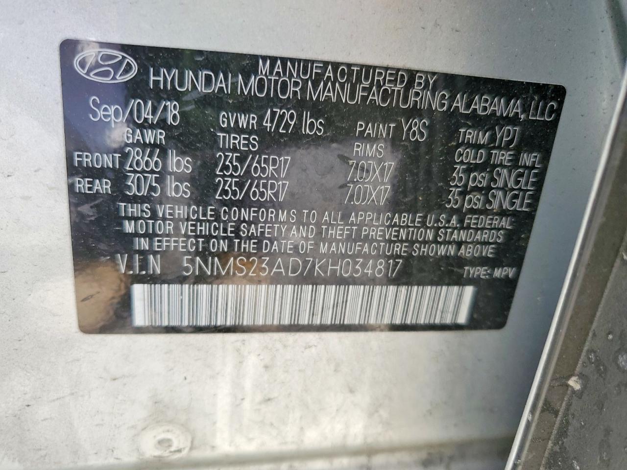 2019 Hyundai Santa Fe Se 2.4L - zdjęcie 13