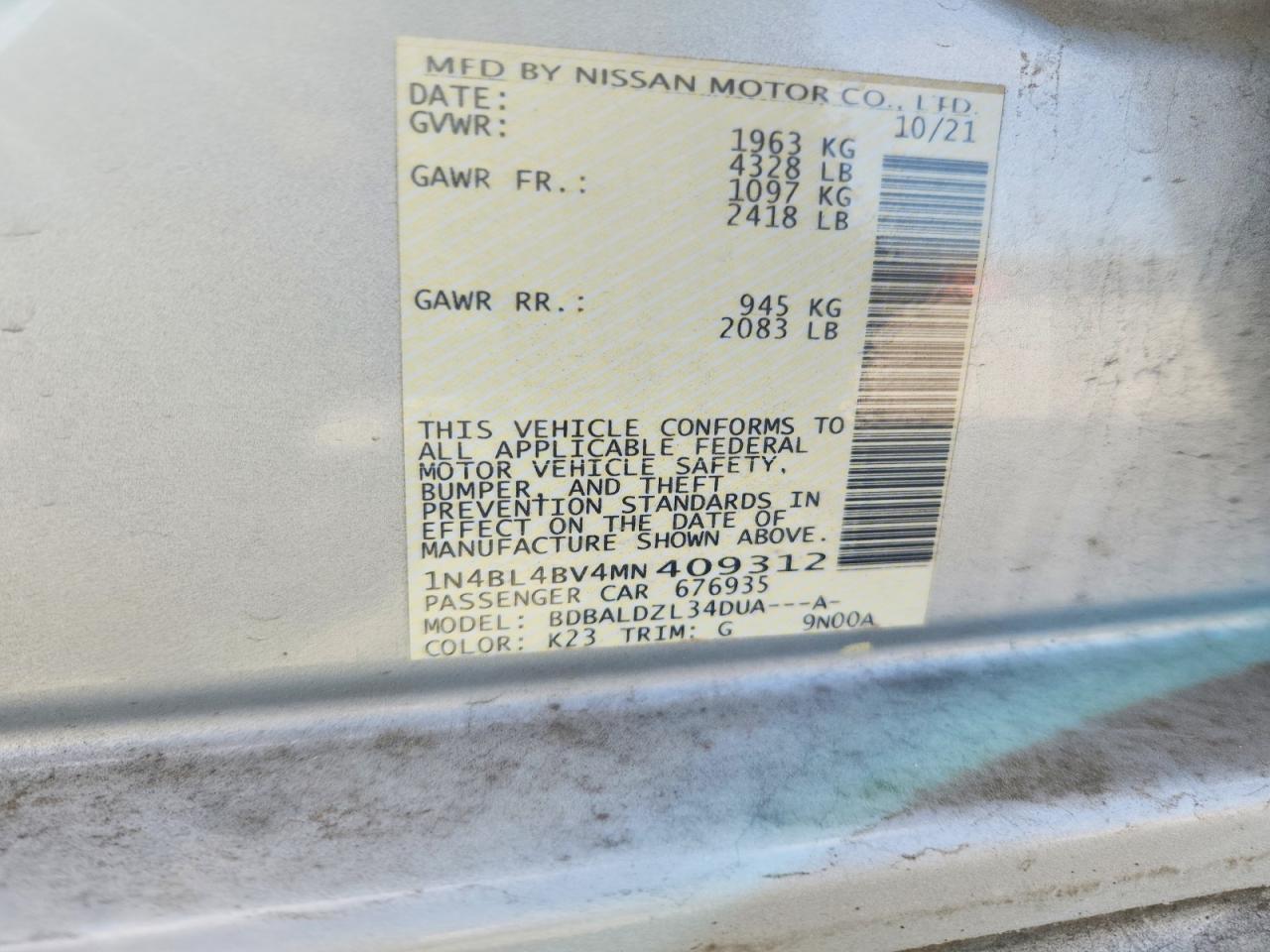 2021 Nissan Altima 2.5 S - zdjęcie 13