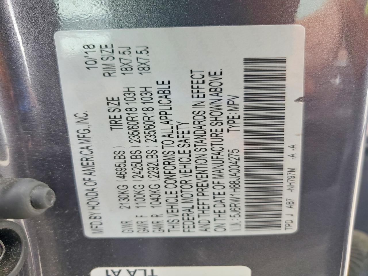 2018 Honda Cr-V Exl - zdjęcie 13