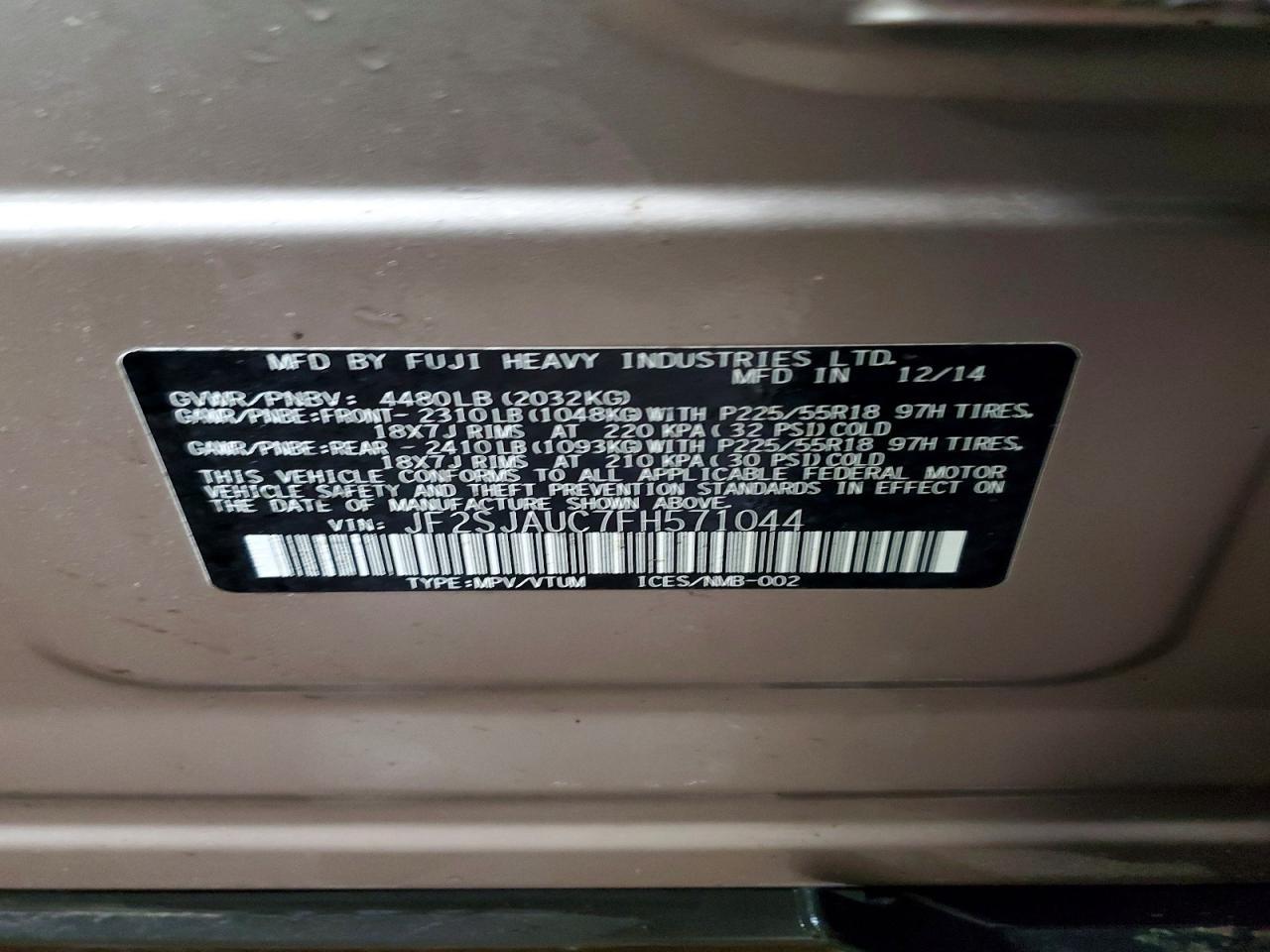 2015 Subaru Forester 2.5I Touring - zdjęcie 14