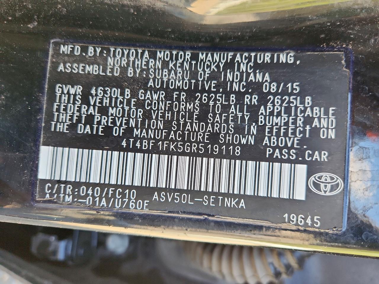 2016 Toyota Camry Le - zdjęcie 13