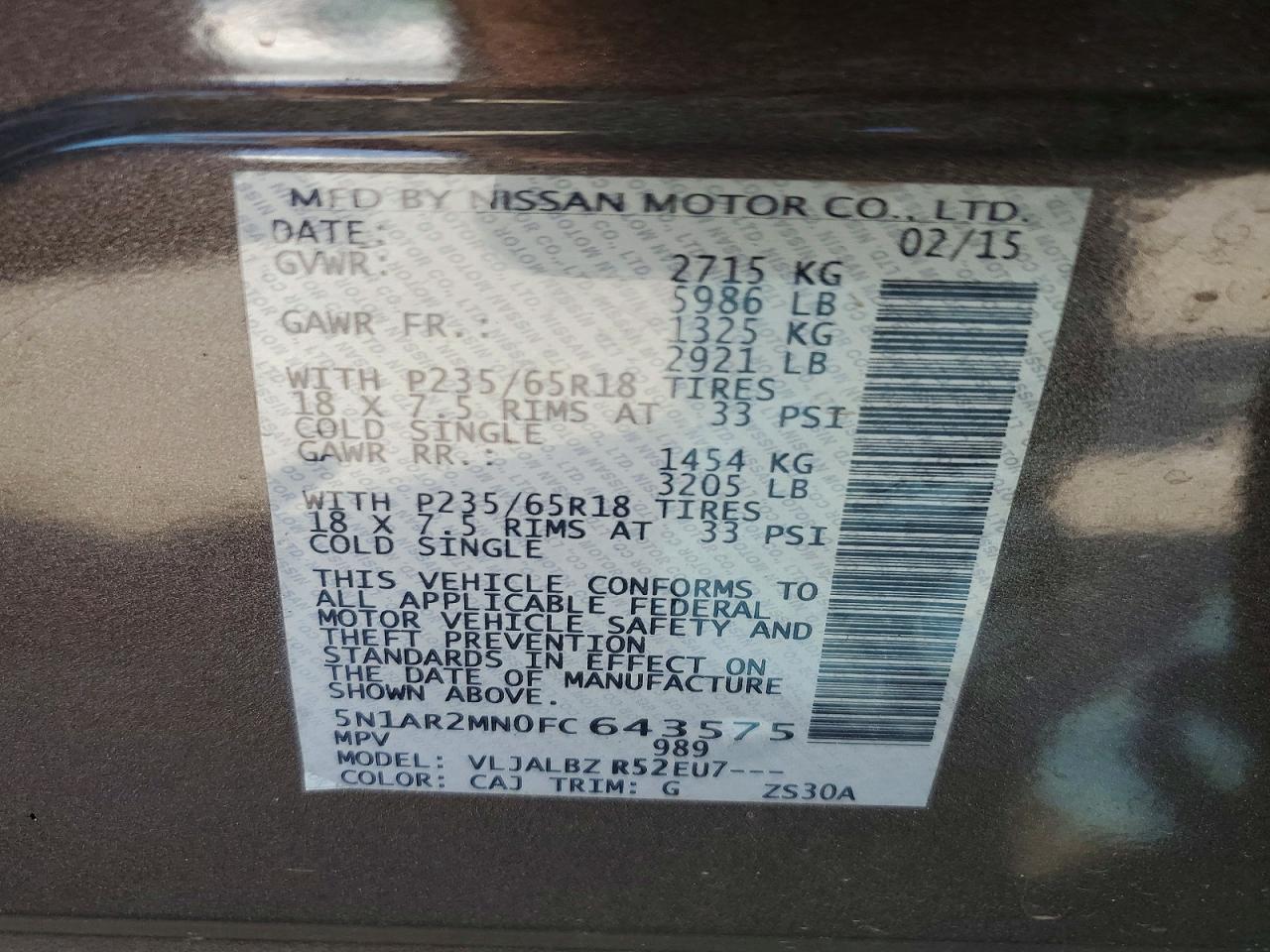 2015 Nissan Pathfinder S - zdjęcie 13