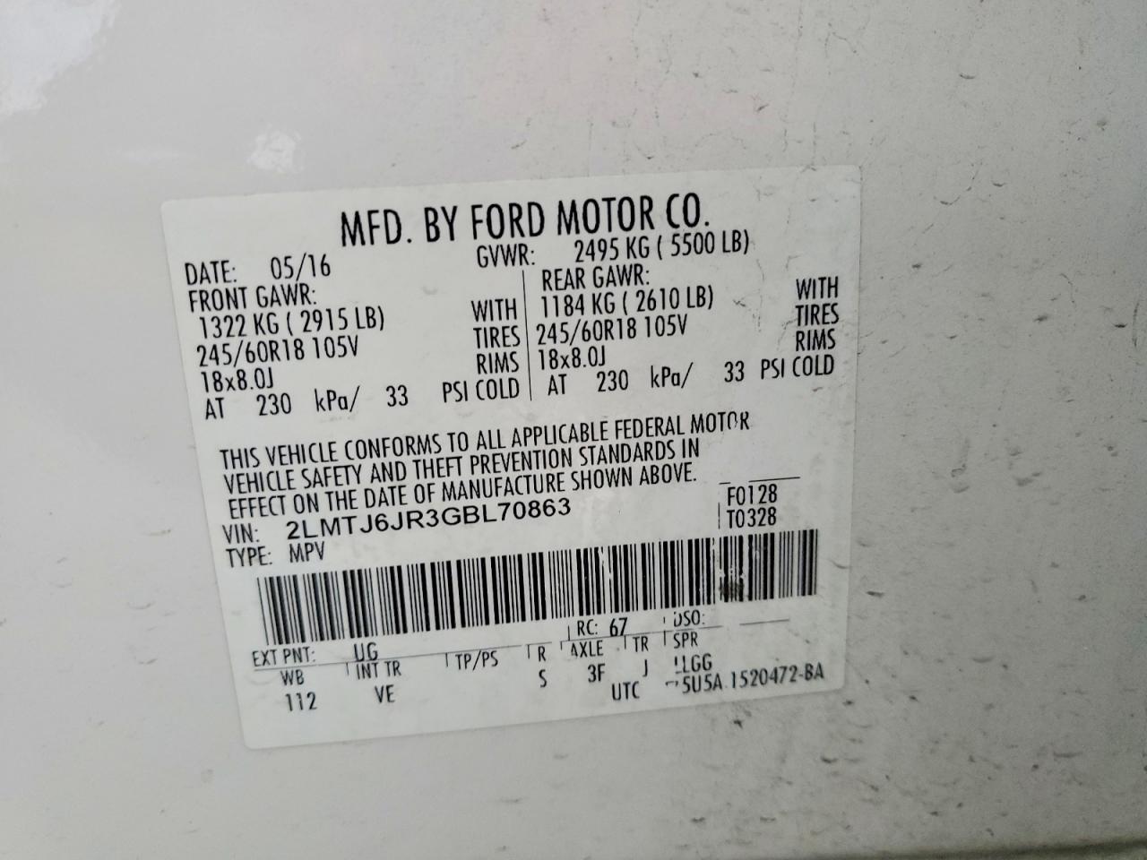 2016 Lincoln Mkx Premiere - zdjęcie 13