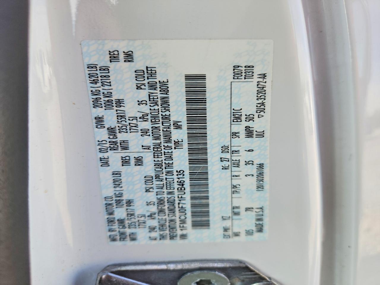 2015 Ford Escape S - zdjęcie 12
