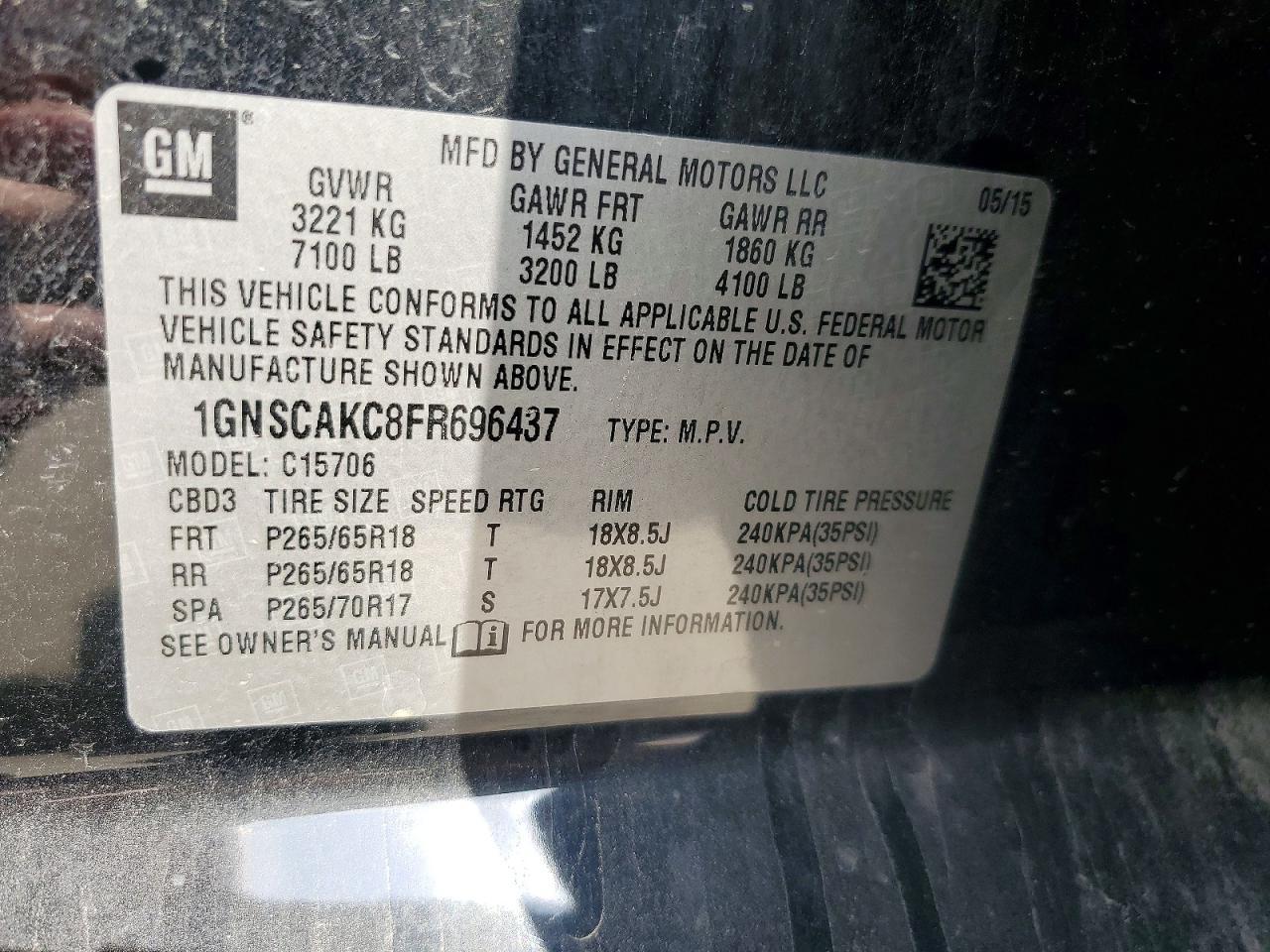 2015 Chevrolet Tahoe C1500 Ls - zdjęcie 13