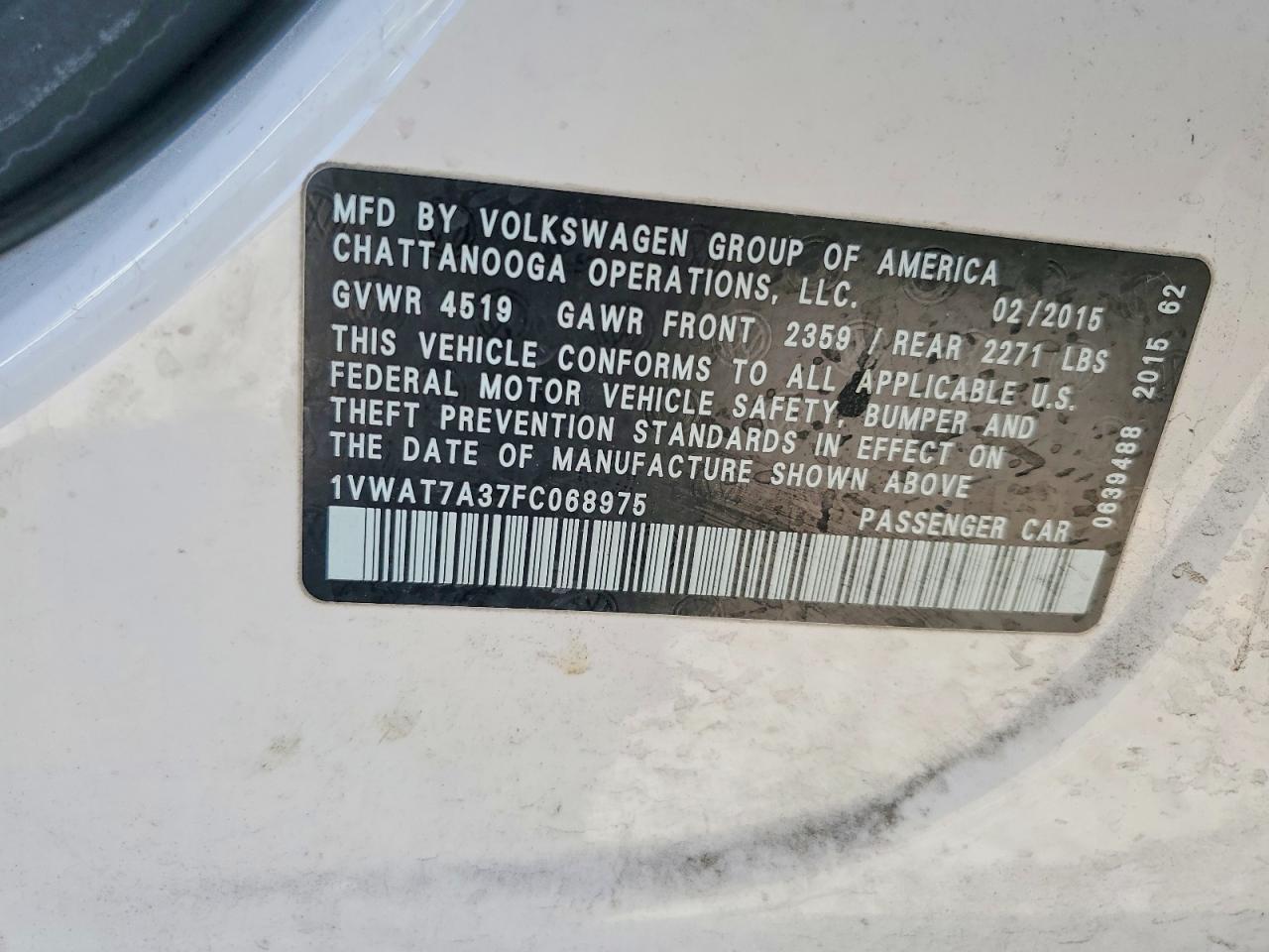 2015 Volkswagen Passat S - zdjęcie 12