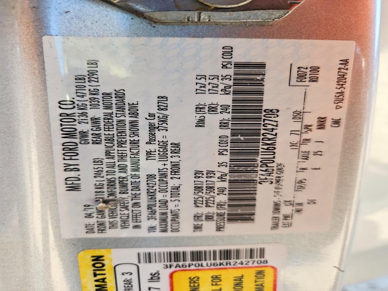 2019 Ford Fusion Se - zdjęcie 12