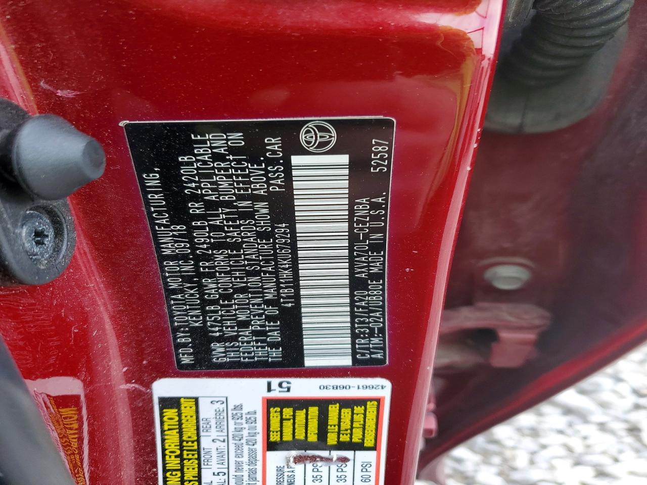 2019 Toyota Camry Le - zdjęcie 13