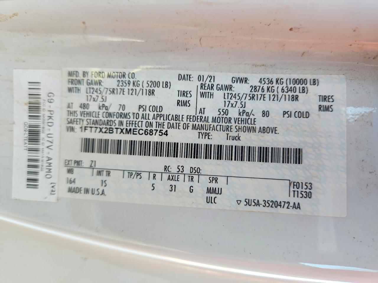 2021 Ford F250 Xl 4Wd 6.7L V8 Tdsl Ext Cab - zdjęcie 12