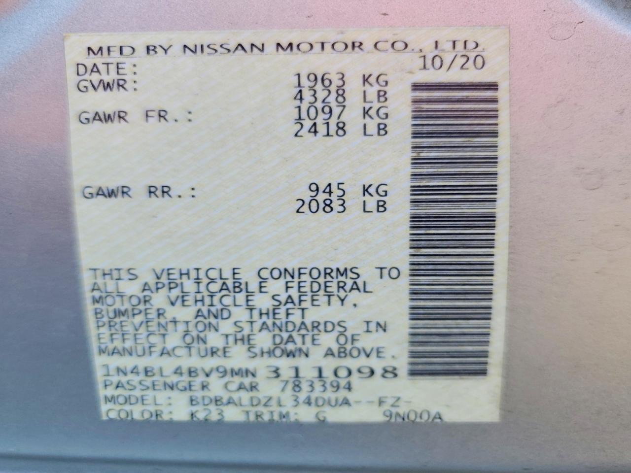 2021 Nissan Altima 2.5 S - zdjęcie 12