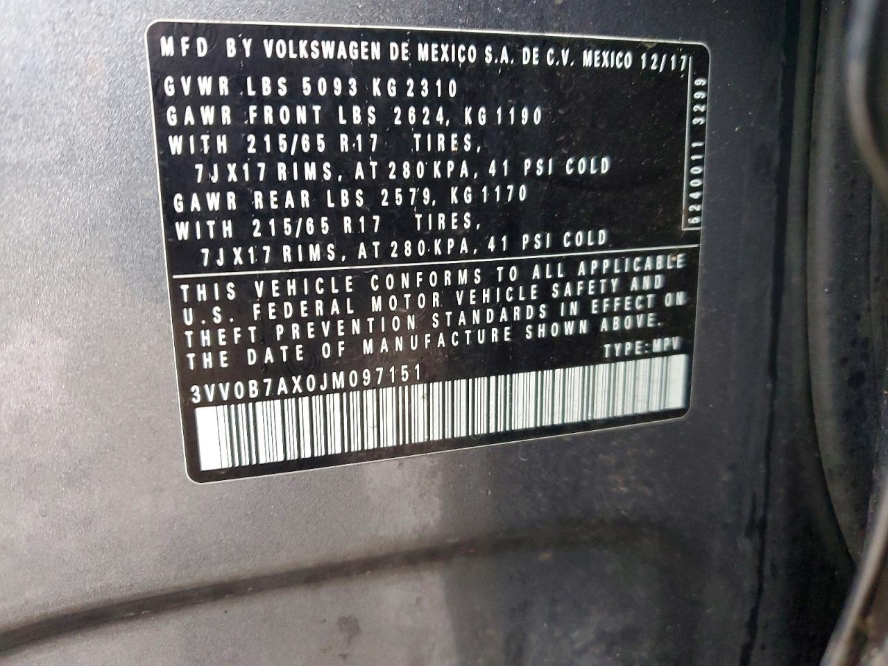 2018 Volkswagen Tiguan S - zdjęcie 12