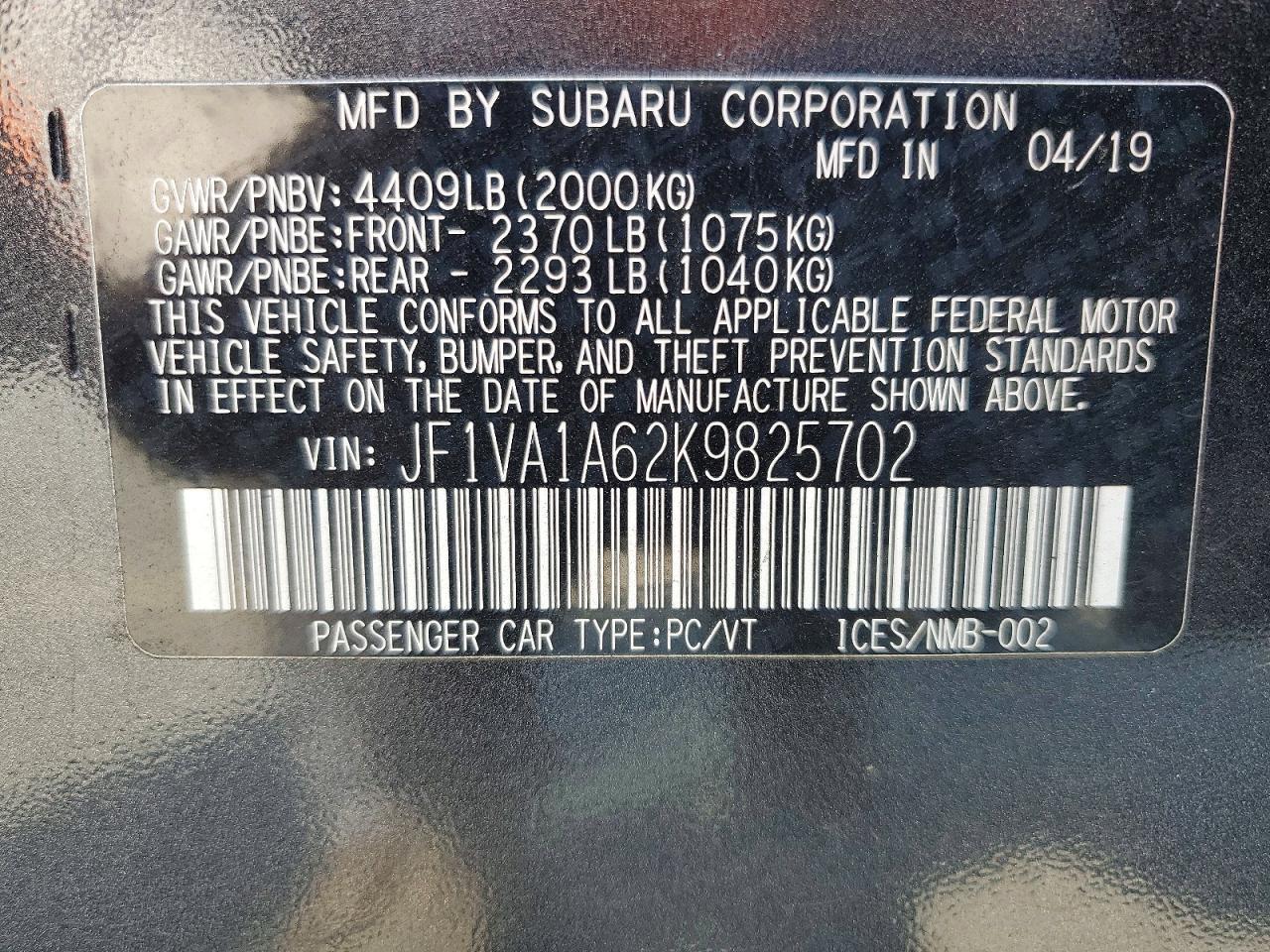 2019 Subaru Wrx - zdjęcie 12