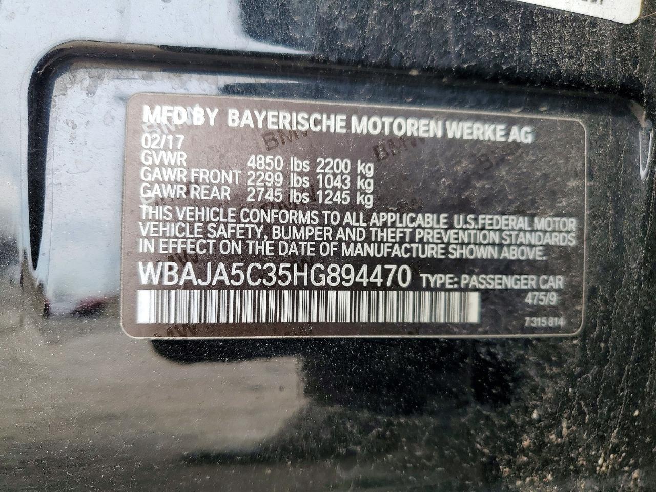 2017 BMW 530 I - zdjęcie 12