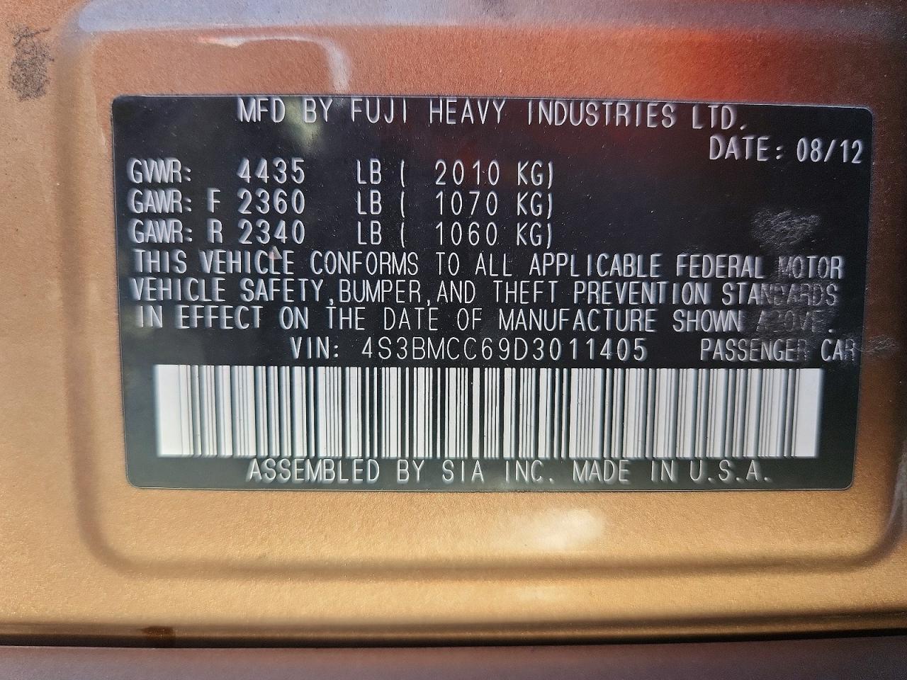 2013 Subaru Legacy 2.5I Premium - zdjęcie 12