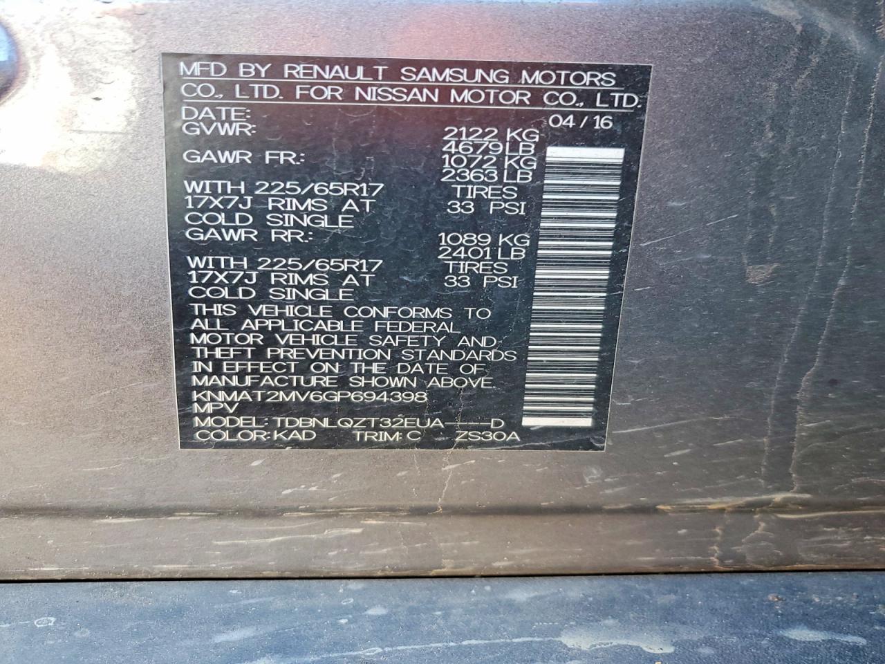 2016 Nissan Rogue Sv - zdjęcie 12