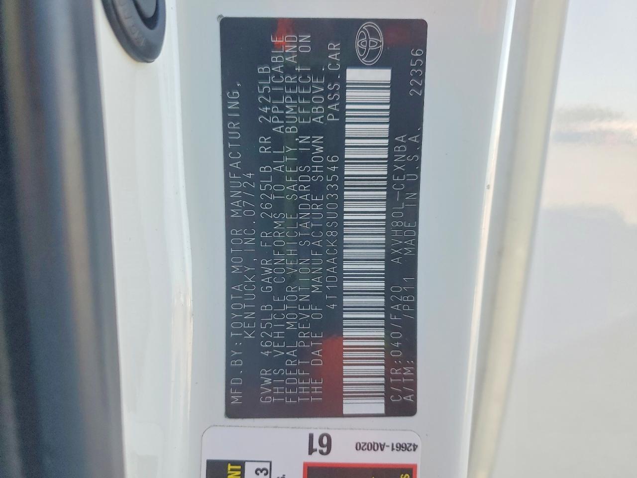 2025 Toyota Camry Le - zdjęcie 12