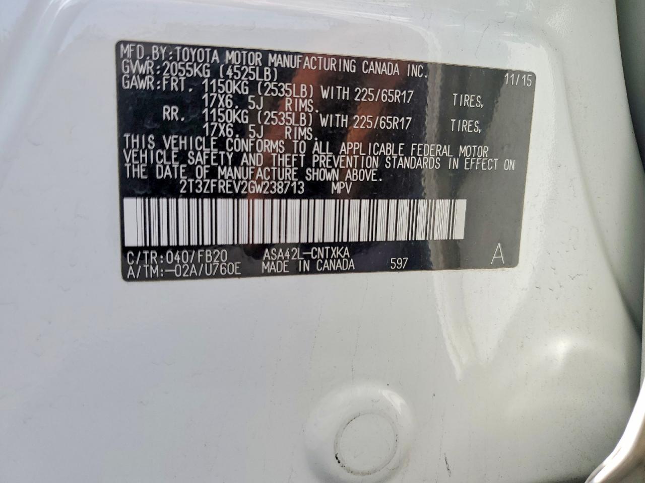 2016 Toyota Rav4 Le - zdjęcie 14