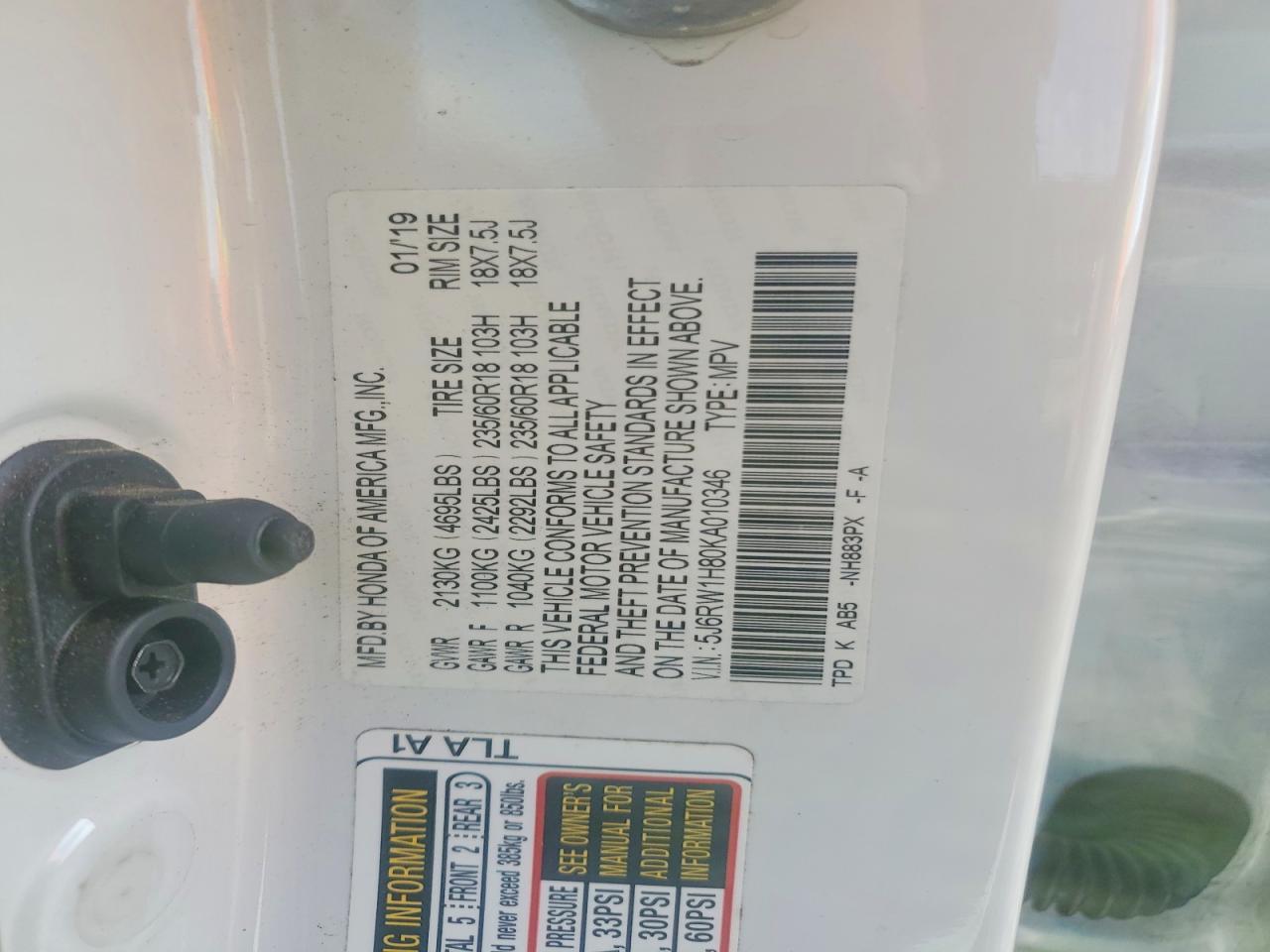 2019 Honda Cr-V Exl - zdjęcie 13