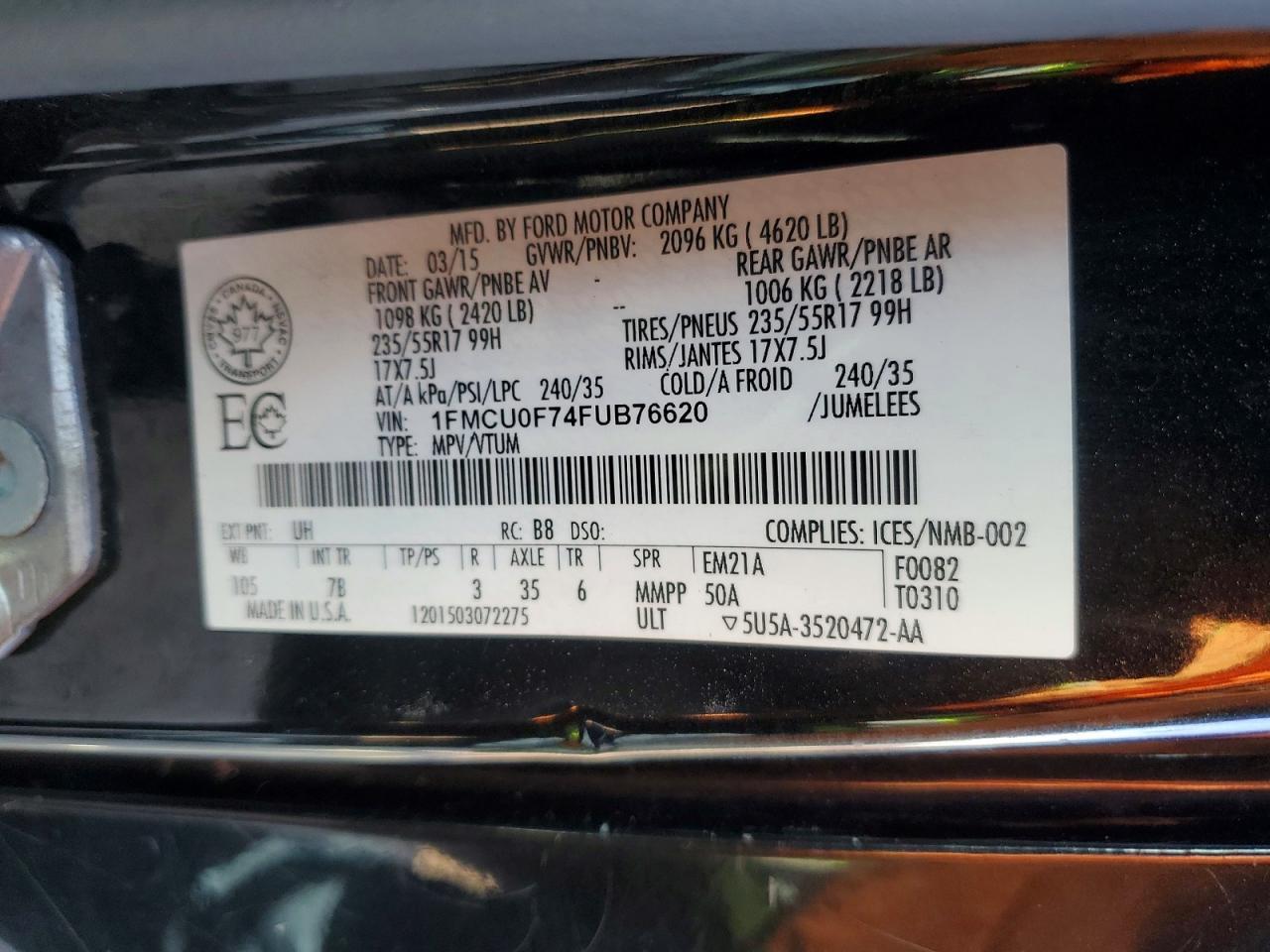 2015 Ford Escape S - zdjęcie 14