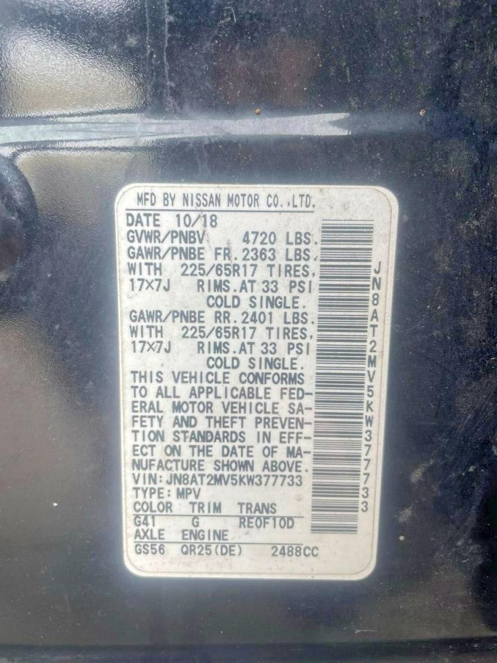 2019 Nissan Rogue Sv - zdjęcie 10