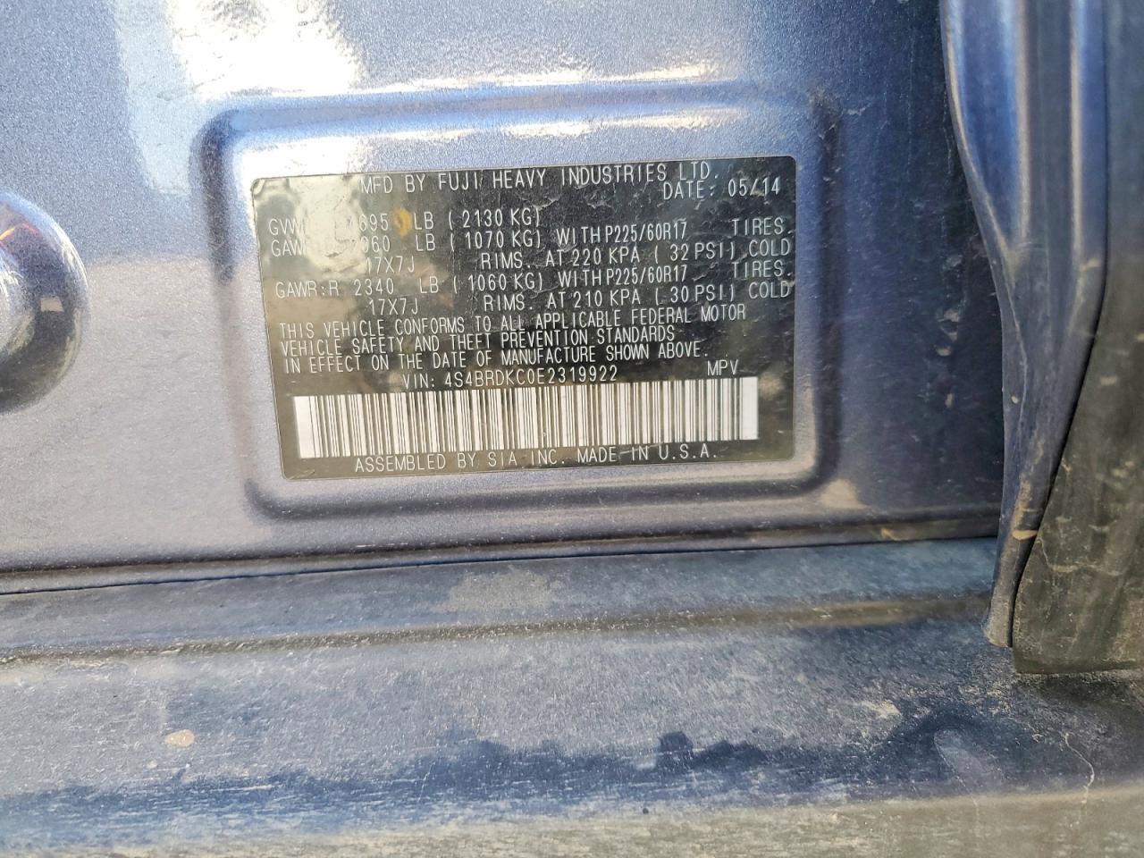 2014 Subaru Outback 3.6R Limited - zdjęcie 12