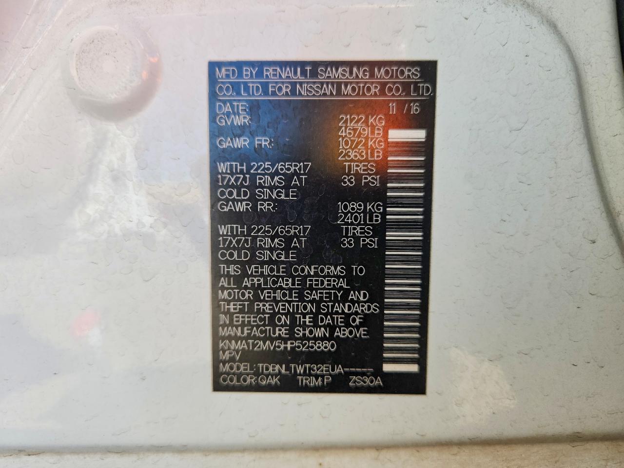 2017 Nissan Rogue Sv - zdjęcie 12