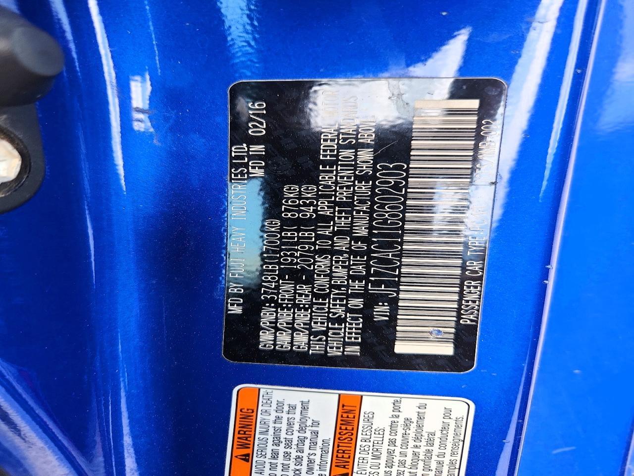 2016 Subaru Brz 2.0 Limited - zdjęcie 12