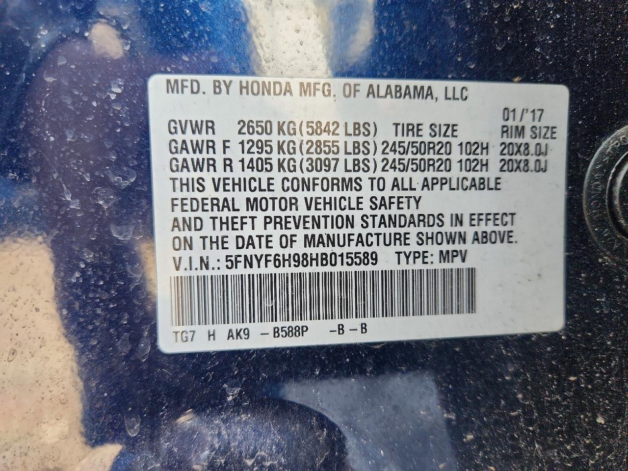 2017 Honda Pilot Touring - zdjęcie 13