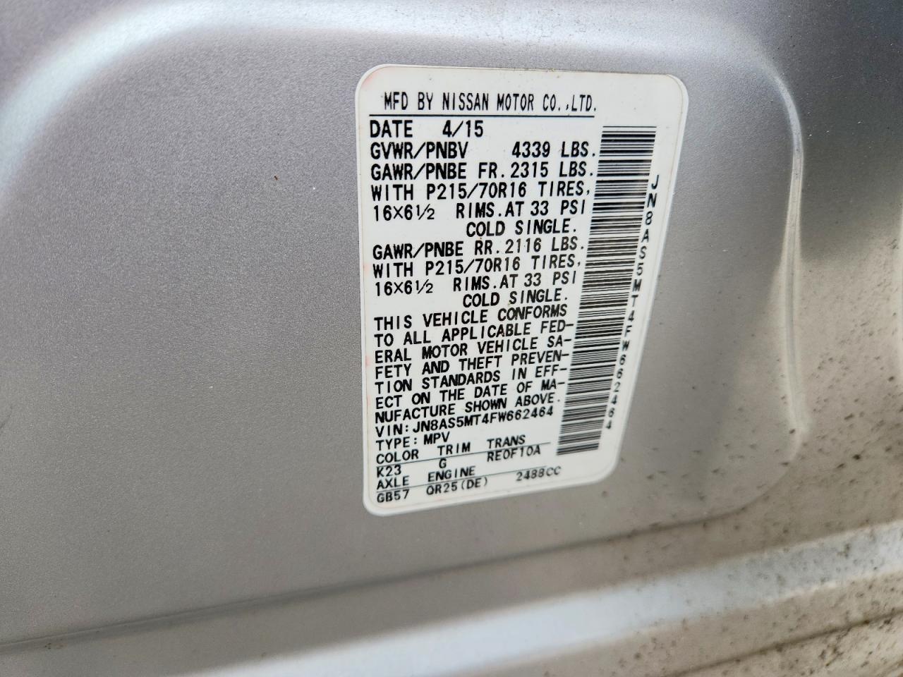 2015 Nissan Rogue Select S - zdjęcie 13