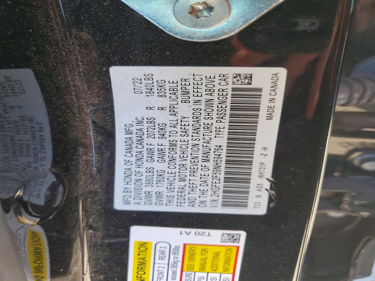 2022 Honda Civic Sport - zdjęcie 12