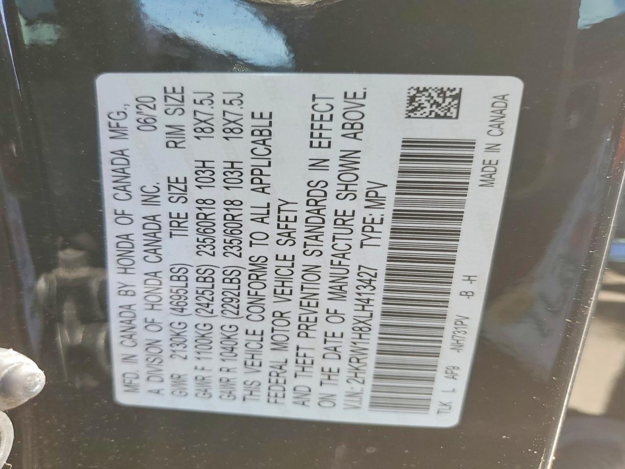 2020 Honda Cr-V Exl - zdjęcie 13